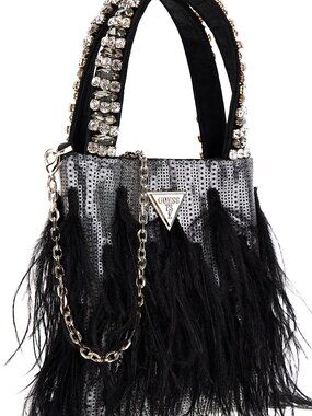 GUESS Misae Sequin Mini Tote-BLACK